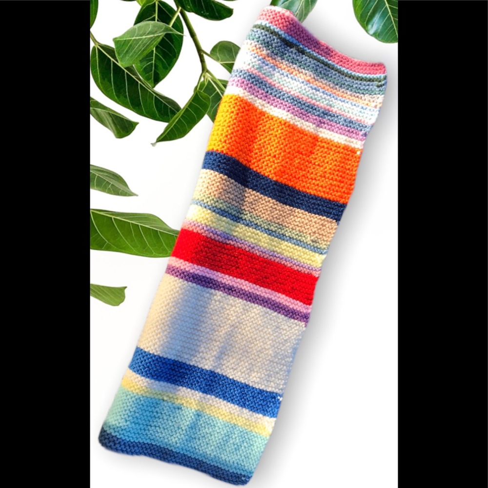 Mid Century Knit Multi Colored 1970s Throw Blanket